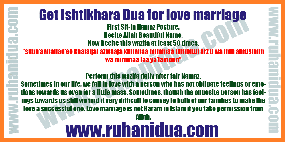 Get Ishtikhara Dua for love marriage