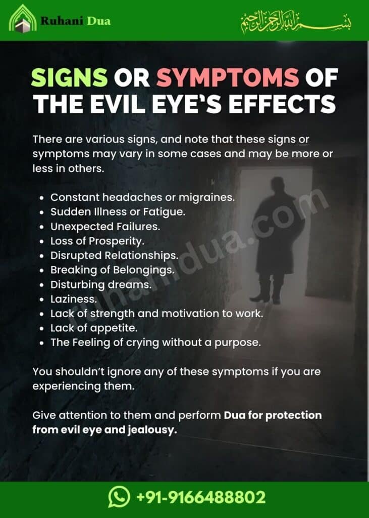 Signs or Symptoms of the Evil Eye's Effects
